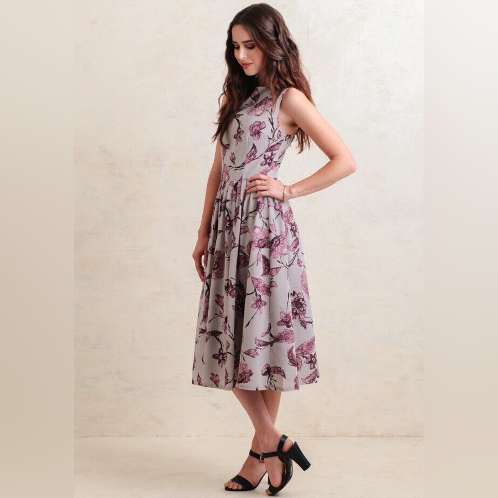 Ruth Floral Midi Dress By BB Dakota, Gray/Purple